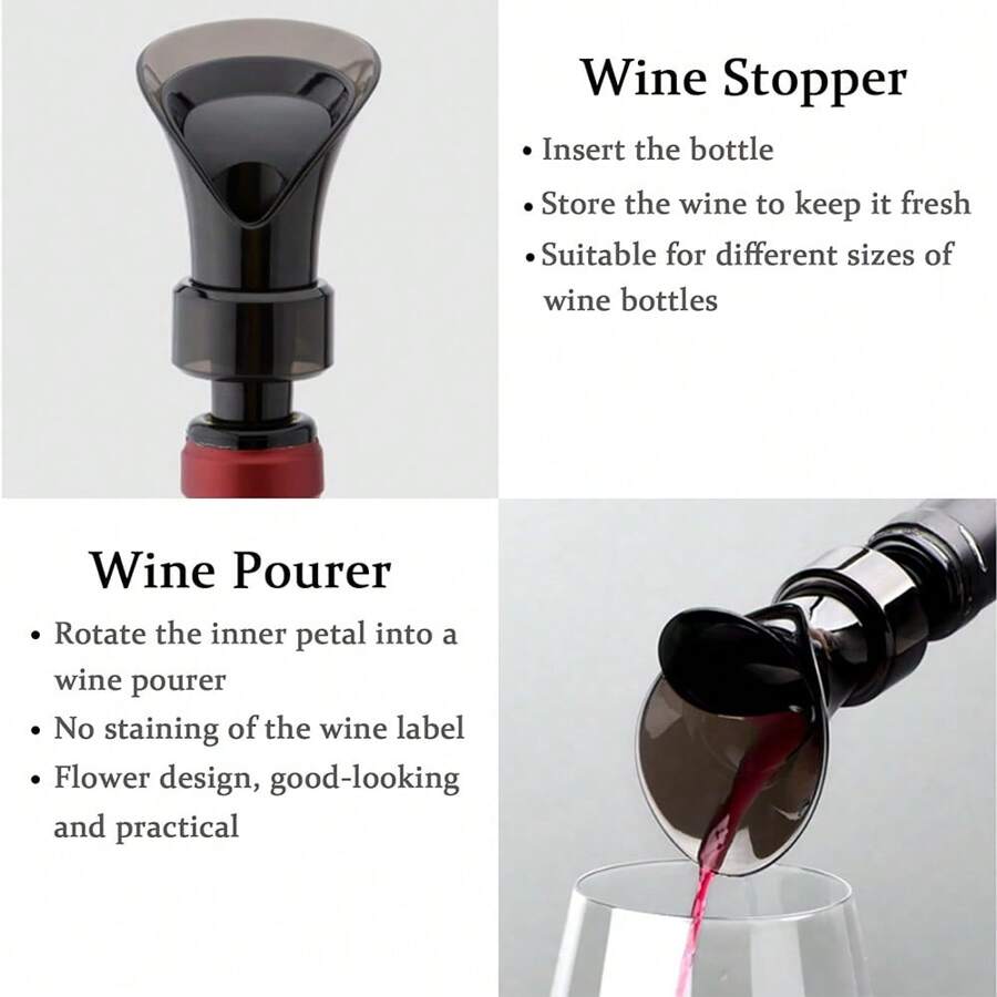 1PC Petal Shaped Red Wine Vacuum Preservation Stopper, Wine Storage And