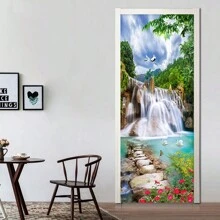 1 pièce/2 pièces Autocollant imperméable et anti-salissure, sticker mural à motif paysage de cascade 3D pour décoration murale intérieure et extérieure/placard/porte, stickers, sticker mural, décalcomanie en vinyle pour décorations de la maison, articles de décoration de printemps pour rafraîchir votre maison, autocollants de décoration Rama, cadeaux d'anniversaire et de remise des diplômes