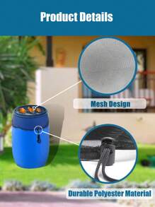 1pc Rain Barrel Mesh Cover, Water Collection Buckets Net, Rain Barrel Netting Cover With Adjustable Drawstring, Filter Screen For Outdoor Garden Rain Barrel Accessories Prevent Mosquitoes, Fallen Leaves And Other Debris From Entering The Bucket