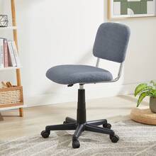 Aux Fur Comfy Height Adjustable Swivel Armless Home Office Sherpa Chair With Wheels For Bedrooms/Makeup Living Room - 灰色 - 查看 6