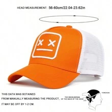 1 chapeau de baseball brodé de souriant pour homme à la mode chapeau de camionneur pour loisirs et protection solaire en plein air, adapté pour les vacances de printemps et d"automne à la plage.