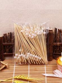 100pcs Disposable Cocktail Sticks For Cake, Dessert & Fruit Picks, Self-Serve Paper Cupcake & Toothpick Combo, Suitable For Wedding & Party - Multicolor - View 10