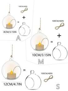 Hanging Glass Globes Orbs Tea Light Candle Holders With Flickering Flameless Candles Led Tealight Candle Holder Glass For Wedding Centerpiece Party Decor 2.4 Inch,Home Decor ,Room Decor,Wall Decor - Clear - View 13