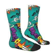 Calcetines de compresión locos para hombres con elementos retro de Hip Hop, unisex para amantes de los cómics y de Harajuku. Calcetín alegre y novedoso con impresión sin costuras, regalo para niños