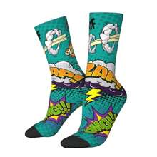 Calcetines de compresión locos para hombres con elementos retro de Hip Hop, unisex para amantes de los cómics y de Harajuku. Calcetín alegre y novedoso con impresión sin costuras, regalo para niños