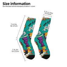 Calcetines de compresión locos para hombres con elementos retro de Hip Hop, unisex para amantes de los cómics y de Harajuku. Calcetín alegre y novedoso con impresión sin costuras, regalo para niños