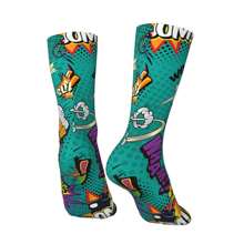 Calcetines de compresión locos para hombres con elementos retro de Hip Hop, unisex para amantes de los cómics y de Harajuku. Calcetín alegre y novedoso con impresión sin costuras, regalo para niños