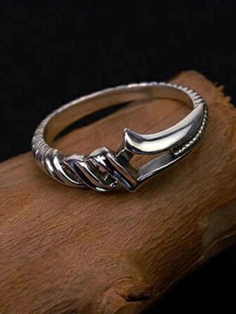 1 件时尚朗基努斯之矛圆形开口戒指女式创意仿古银色可调节戒指派对个性男士珠宝