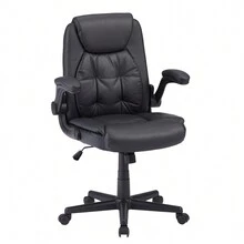 High Back Ergonomic Executive Office Chair With SGS Gas Lift, Lumbar Support, Adjustable Height And Rocking Mode, Flip-Up Arms, 360°Silent Swivel For Home Office And Gaming - 黑色 - 查看 7