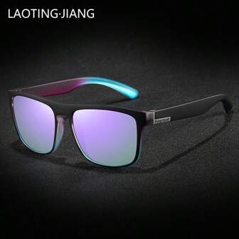 Gafas de moda con marco degradado cuadrado retro polarizadas, gafas de moda vintage de gran tamaño con marco extra grande unisex, gafas de marco grande, gafas de diseñador de lujo con tiras decorativas de metal, adecuadas para conducir, pescar, ciclismo, motociclismo, escalada, caminar, viajar, deportes al aire libre, protección