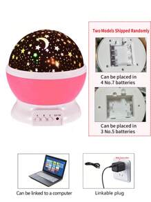 1pc Fantasy 7-Color Rotating Starry Sky Projection Light, USB & Battery Powered Dual-Use, Suitable As Christmas Night Light, Kid's Room Decor, Holiday Atmosphere Light, LED Romantic Starry Sky Moon Projector