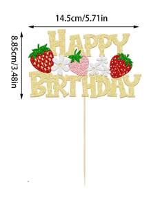 1 pièce Insert de décoration de gâteau en forme de fleur de fraise, décoration de gâteau avec thème de fruits pour fête, dessus de gâteau, outils de décoration de gâteau