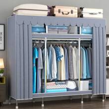 Closet Organizador de Armario Reforzado Minimalista, Tubo de Acero Engrosado, Capacidad de Carga Superfuerte, Armable y Portátil, Practico Y Muy Bonito - Gris Claro - Ver 6