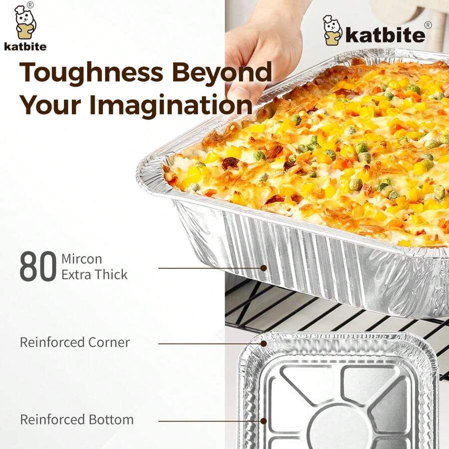 Katbite Heavy Duty 9x13 Aluminum Pans (30Pack) Premium Disposable