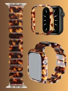 1set Resin Elastic Apple Watch Band + Apple Watch Face Protector Case, Lightweight Anti-Drop Anti-Scratch, Compatible With Apple Watch Ultra 2/1, SE 9/8/7/6/5/4/3/2/1, Size 38/40/41/42/44/45/49mm, 42/46mm For S10