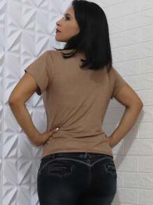 Blusa Básica Confortável manga Curta Feminina Camisa Básica Manga Curta soltinha solto Confortável Primavera Verão Fim Do Anho Vermelho