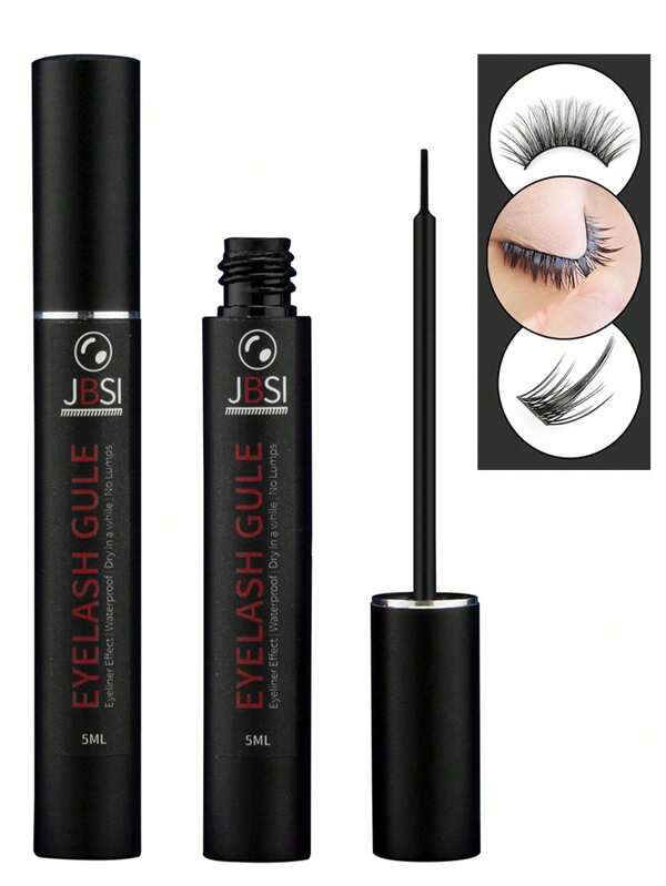 1 Pc Super Holding Eyelash Glue 5ml, Waterproof Suitable For Single Eyelash Cluster, Lasts 48-72 Hours, Black Eyelash Extension Glue Latex Free, With Brush Applicator For Sensitive Eyes DIY False Eyelashes (Black) Lash Glue, Eyelash Glue