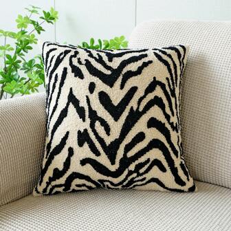 One Embroidered Tiger Pattern Pillow Cover, Light Luxury Decorative Pillowcase For Living Room Bed Sofa Cushion Back Pillow Cover