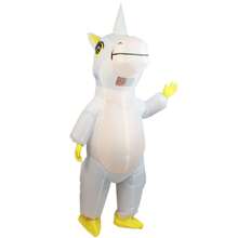 Unicorn uppblåsbar dräkt för vuxna - slitstark och batteridriven, perfekt för Halloween, examen och temafirande - Vitt - Visa 6