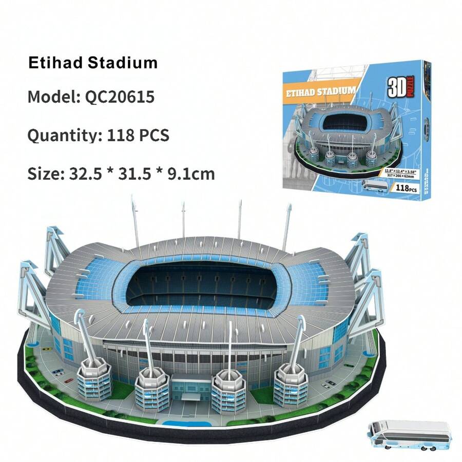 Large Size 3D Paper Stadium Puzzle Model Etihad Stadium For Manchester City Fans - Multicolor - View 1