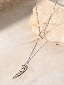 Aomogo 1入不銹鋼心形翅膀吊墜女士時尚項鍊，畢業紀念禮物 - 項鍊 - 查看 3