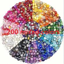 Hỗn hợp 200 hạt hạt lỗ lớn châu Âu, hạt thủ công châu Âu khác nhau hạt pha lê dangle hạt kim cương giả màu hỗn hợp hạt đệm lỗ lớn thích hợp cho vòng cổ DIY, vòng tay, bông tai điện thoại, đồ trang sức quyến rũ làm đồ dùng - Nhiều màu - Xem 15