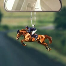 Péndulo de decoración acrílico para amantes de la equitación para espejo retrovisor del automóvil, mochila y llavero con accesorios y caja de regalo - transparente - Ver 2