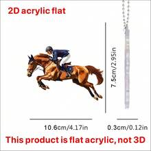 Péndulo de decoración acrílico para amantes de la equitación para espejo retrovisor del automóvil, mochila y llavero con accesorios y caja de regalo - transparente - Ver 4