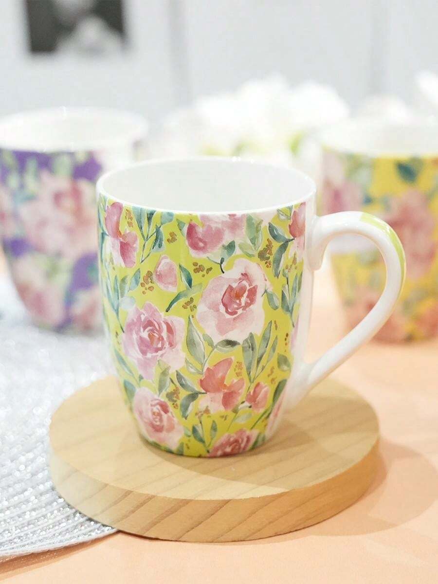 Tazza da latte con piattino decoro pesciolini