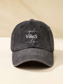 1入組印有「GoodViBeSonly」字樣的洗號棒球帽，戶外可調式防曬休閒帽適合春秋季旅行海灘度假，女性遮陽帽，Y2K風格青年帽 - 刺繡 - 查看 12