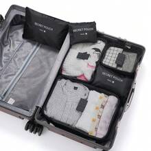 Set di borse da viaggio, 6 pezzi di borse organizzatrici minimaliste, borse portatili di grande capacità per articoli da toeletta, cosmetici, vestiti, scarpe, biancheria intima, 1 pezzo di borsa per il trucco, organizer per il trucco, custodia per il trucco - Multicolore - Visualizzare 18
