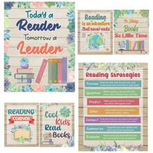 6Pcs Reading Posters For Classroom Library Decoration, Farmhouse Reading Bulletin Board Poster Reading Strategies Poster For Classroom Reading Corner Wall Decor For Elementary School - Multicolor - View 2