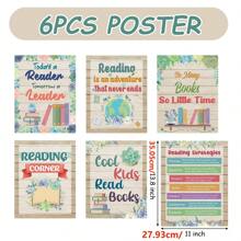 6Pcs Reading Posters For Classroom Library Decoration, Farmhouse Reading Bulletin Board Poster Reading Strategies Poster For Classroom Reading Corner Wall Decor For Elementary School - Multicolor - View 3