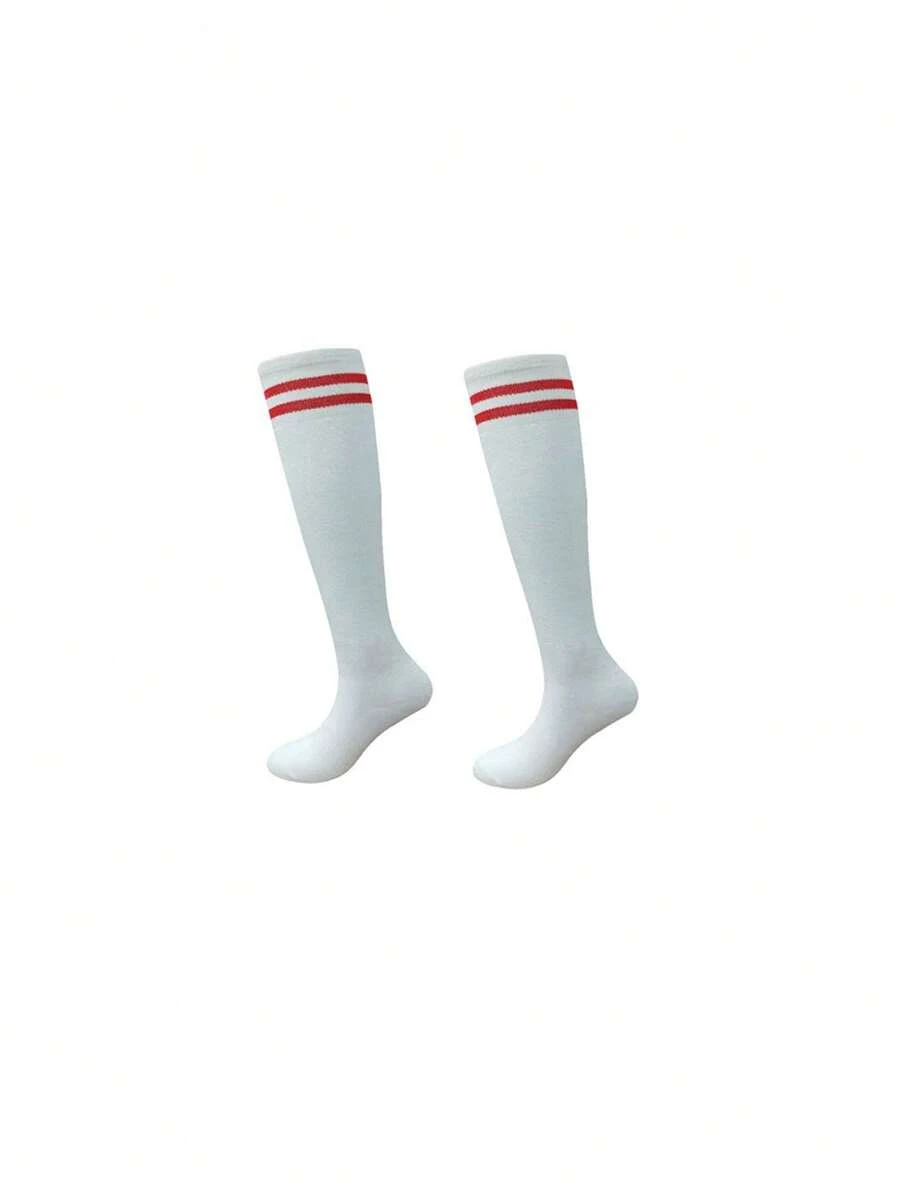 2-12 Years Old Kids Sports Socks, Baby Breathable Long Tube Socks, Boys Striped Football Socks, Suitable For Boys And Girls Outdoor Sports And Daily Wear - Red and White - View 1
