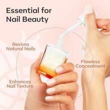 Modelones 15ml Nail Natural Concealer Foundation Polish, Air Dry Nail Tech Must Haves Kit For Damaged Nails Imperfection Masking, Pearl White