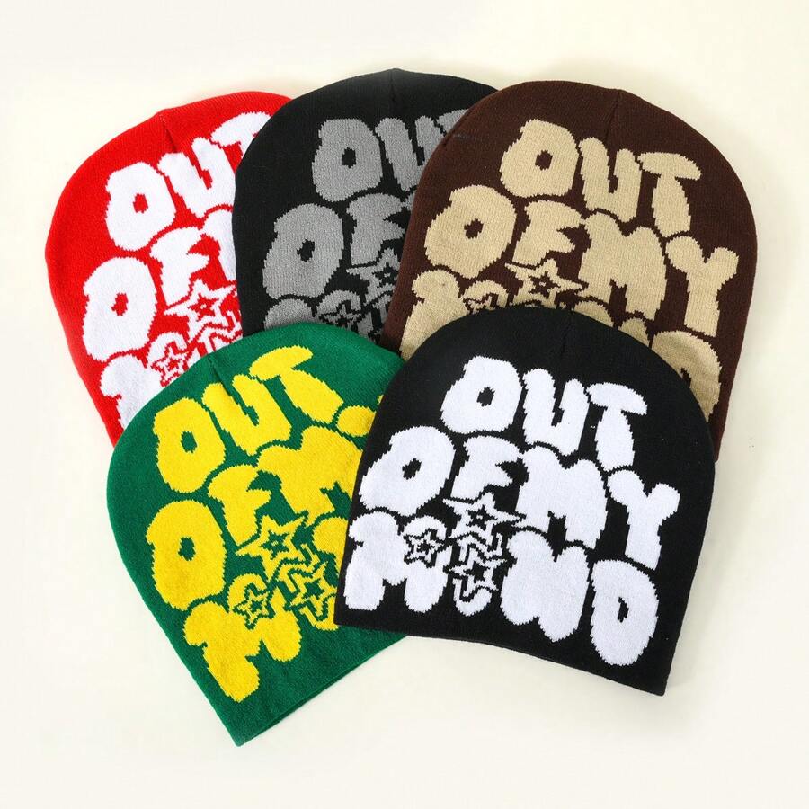 Letter Pattern Personality Street Hip-Hop Skull Cap, Unisex Jacquard Knit Hat, Suitable For Daily Leisure, Outdoor Sports, And Festive Gifts Beanie Fall Outfit
