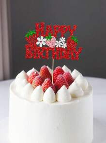 1 pièce Insert de décoration de gâteau en forme de fleur de fraise, décoration de gâteau avec thème de fruits pour fête, dessus de gâteau, outils de décoration de gâteau
