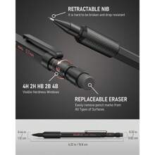 Nicpro 3 Pcs 0.7 Mm Mechanical Pencils Set With Case, 3PCS MP2000 Metal Artist Mechanical Pencil With 6 Tube HB Lead Refills, Eraser, Weatherproof Barrel For Outdoor Writing Drafting Drawing Sketching - màu đen - Xem 3