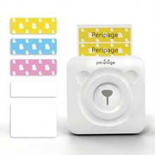 1入組PeriPage A6 迷你便攜式無墨水行動打印機，與IOS Android和筆記本電腦兼容，適用於旅行、移動辦公室、家庭，附帶1捲熱敏紙 - 白色 - 查看 6