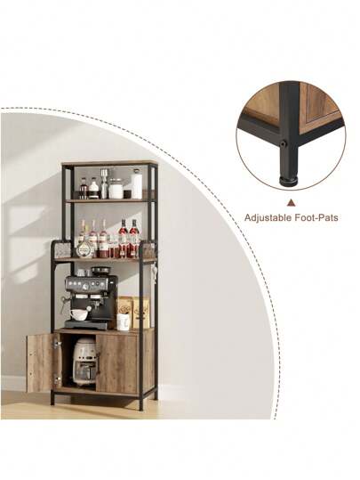 Kitchen Shelf, St ing Shelf Hooks Door, Baker's Made Of Wood Metal Frame, Stable Storage Hallway, Kitchen, Living Room, Brown, 59.7 40 149 Cm view 4