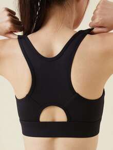 361degree 361女士運動胸罩，前拉鍊，不可拆卸胸墊，交叉背帶，高支撐，適合瑜珈，健身，跑步和戶外運動 - 黑色 - 查看 5