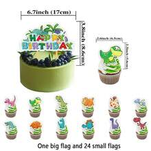 12 banderitas pequeñas + 1 banderita grande para decorar tartas, para usar en fiestas de cumpleaños - Verde militar - Ver 9