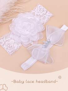 1pc Lace Flower Baby Headband Suitable For Daily Wear And Gift Set Baby Hairband Love Valentine - White - View 3