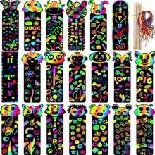 Set da 6/12 pezzi di segnalibri a forma di animali, arte da grattare su carta, libro da colorare magico, carte creative, giocattoli educativi con accessori, attività artistiche e manuali per bambini, artigianato per bambini, segnalibri per bambini