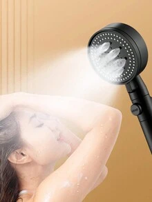 1pc/3pcs Adjustable Black Bath Shower Head High Pressure Water Saving Shower Stop Water Shower Head Bathroom Tool Bathroom Accessories Bathroom Tools - Black - View 3