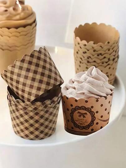 50pcs Cupcake Liners, High Temperature Resistant Baking Tool, Suitable For Making Small Cakes, Breads And Pastries. With Various Patterns Including Muffin Cups And Baking Cups, These Kitchen Utensils Are Great For Family Gatherings, Birthday Parties, Picnics, Camping And Other Occasions.