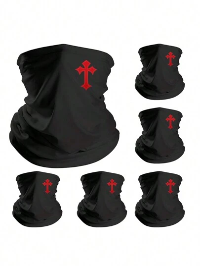 1 pieza Máscara facial de verano con estampado de cruz para hombres, braga de cuello, pañuelo facial, pasamontañas, máscaras para pesca, ciclismo, correr, a prueba de viento, bandana.