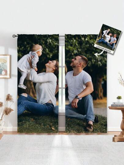 2pcs Customized Curtains, DIY Customized Throw Pillow Home Decorative, Wedding Gift , Birthday Present, Anniversary Gift, Pet , Baby Print Curtains,Durable,Breathable,Lightweight,Washable,Cute,Love,Warm,Soft,Comfortable,Simple,Custom,Personalized,Unique,Him,Her,Boyfriend,Girlfriend,Dad,Mom,Family,Friends,Bed,Car,Bedroom,Tea Room,Living Room,Sofa