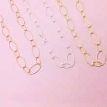 1 PC Simple Classic Big And Small Smooth Oval Chain Loop Long Necklace For Women Girls Ladies - Geometric Pentagon Long Necklace - View 7