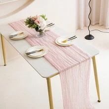 1 Nhàu Nát Bàn Chạy Cưới Sinh Nhật Tập Hợp Trang Trí Gạc Phông Nền Chụp Ảnh Chống Đỡ Nền Cờ 90*180Cm/90*300Cm - màu hồng nhạt - Xem 13